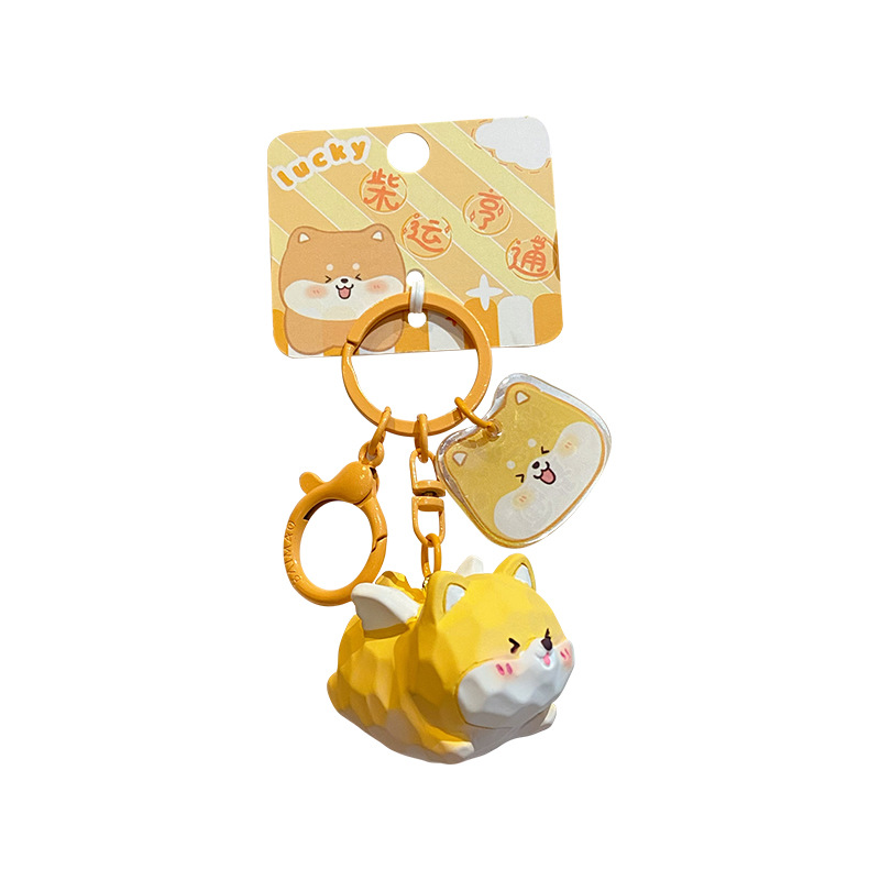 Baimao Original Cute Pet Flying Resin Shiba Inu Bee Dog keychain, exquisite and adorable figurine key chain bag pendant Item Picture