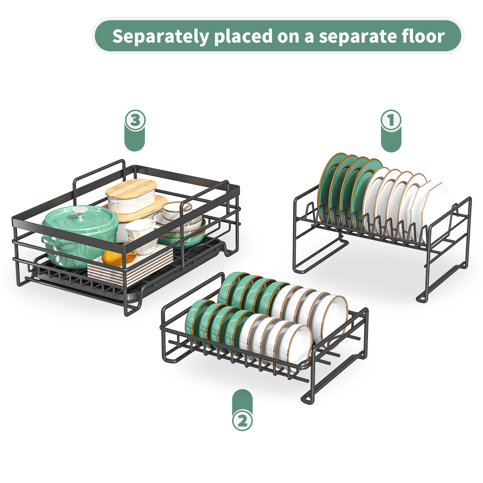 Cross-border Amazon draining bowl rack, kitchen dish storage rack, countertop dish rack, multi-functional double-layer storage rack details Picture