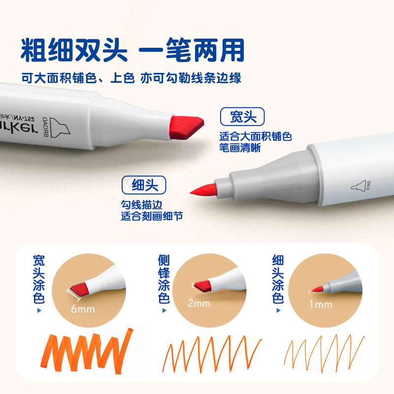 Tianhui Cross-border Double-headed oil-based marker pen, four-corner rod, large-capacity square head watercolor pen, student painting and design brush Application Scenario