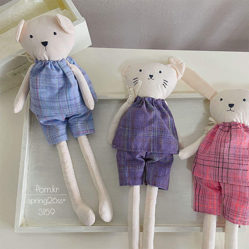 New Korean-style shirt, bear doll, fabric handcrafted children's soothing dolls, cute baby companion figurines details Picture
