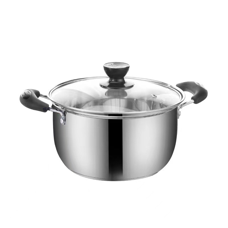 Stainless steel soup pot, thickened milk pot, household cooking pot for noodles and porridge, hot milk pot, induction cooker, gas stove, universal and can be delivered by proxy Item Picture