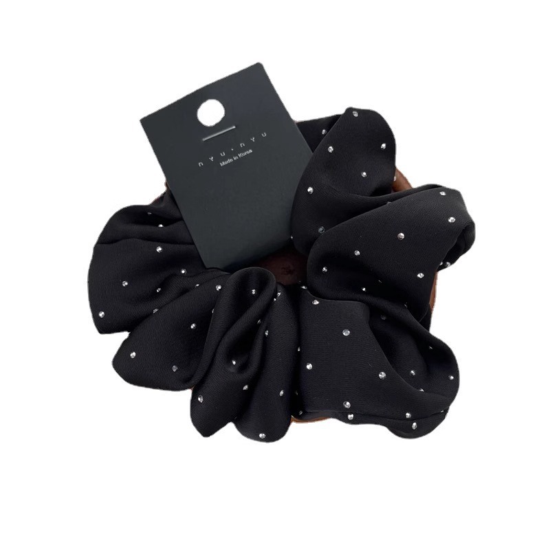 A high-end satin and diamond-encrusted French retro large intestinal hair band and hair tie, the same style as in Dongdaemun, South Korea Item Picture