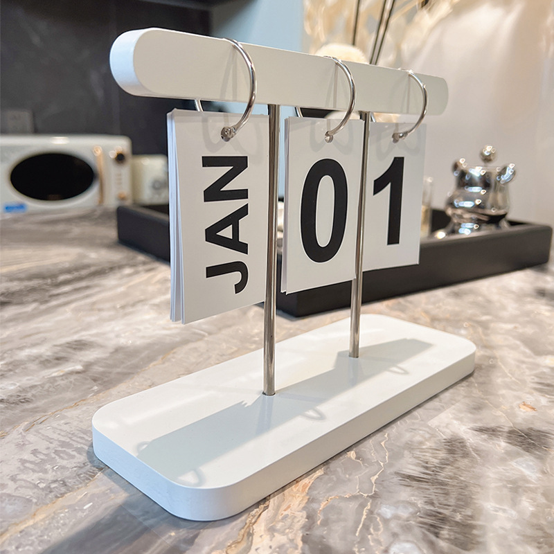 现代创意翻页木质日历桌面小摆件清新淡雅纯色简约台历家居装饰品产品图