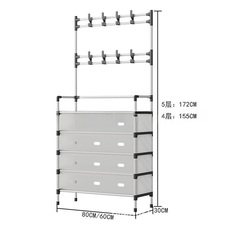 Cross-border multi-layer waterproof and dustproof multi-functional shoe and hat rack, storage shoe cabinet, household integrated floor-standing clothes hanger, shoe rack Item Picture