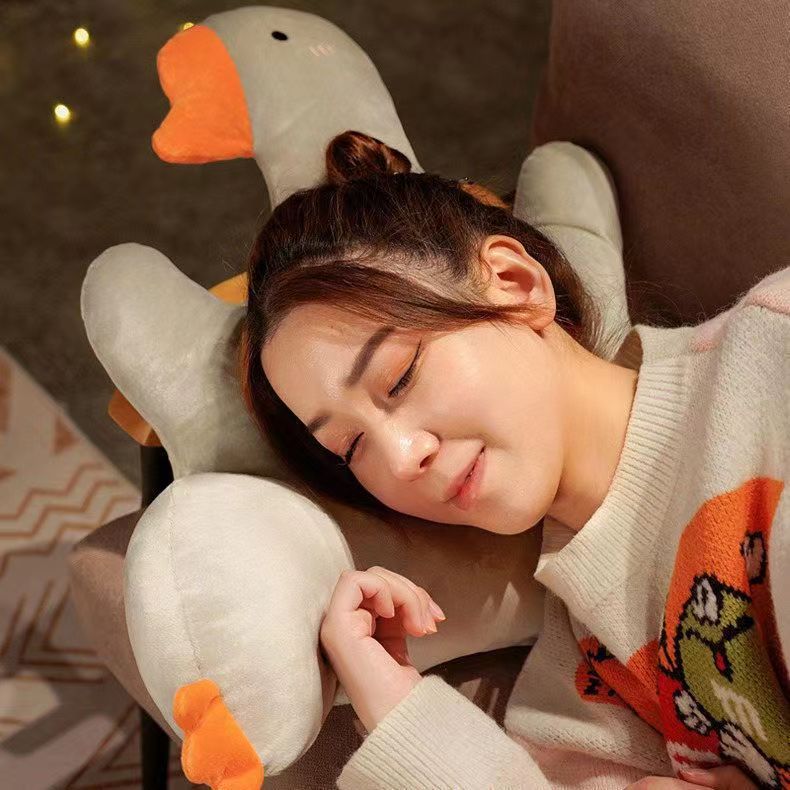 The popular white goose plush cushion, waist support pillow, cute cartoon sofa, office nap companion doll