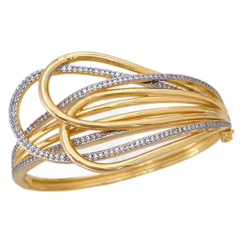 Cross-border bestseller copper zircon 18K gold electroplated bracelet, ring, earring, necklace set, personalized, fashionable, simple and versatile Item Picture