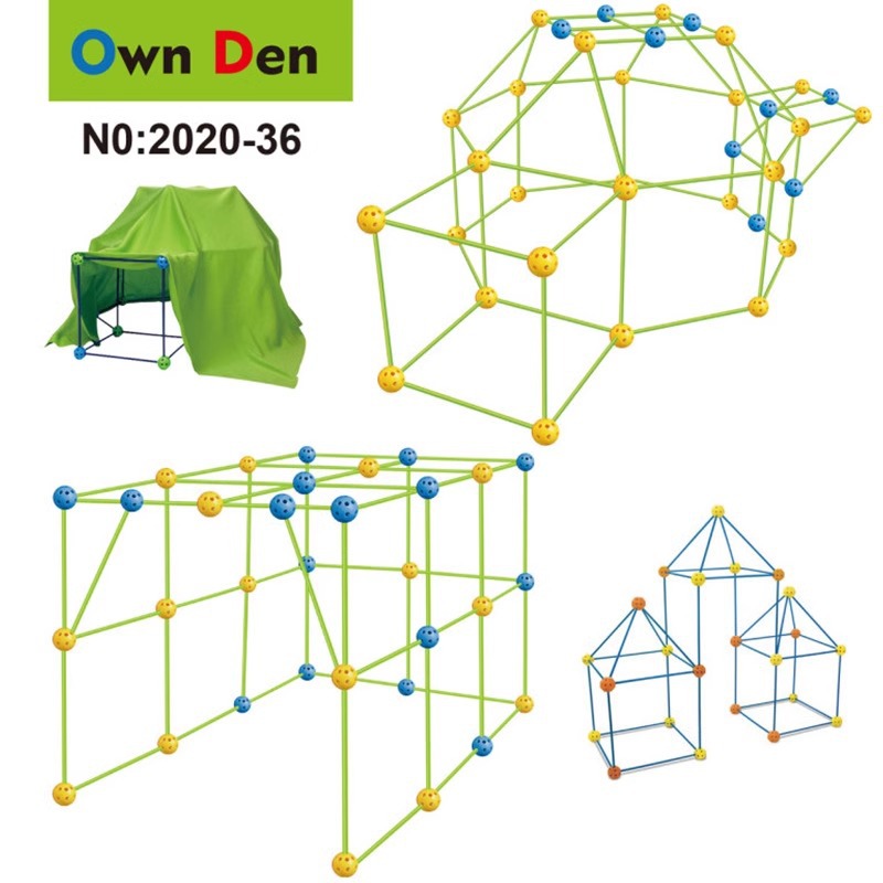 跨境亚马逊儿童DIY插珠积木帐篷fortbuildingkit玩具创意组装帐篷细节图