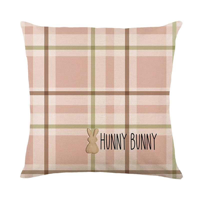temu's new Easter print pillowcase features a cute pet rabbit polyester checkered series for living room sofa cushions and pillows Application Scenario