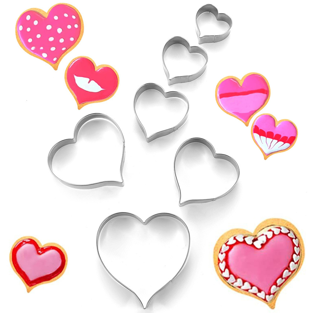 厨房用品烘培工具心形爱心不锈钢饼干模具烘焙蛋糕模具工具情人节五件套水果切模