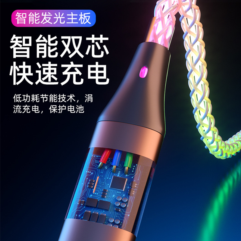 The seven-color gradient luminous data cable is compatible with Apple PD fast charging 100W dual Type-C and Huawei one-to-three charging cable Application Scenario