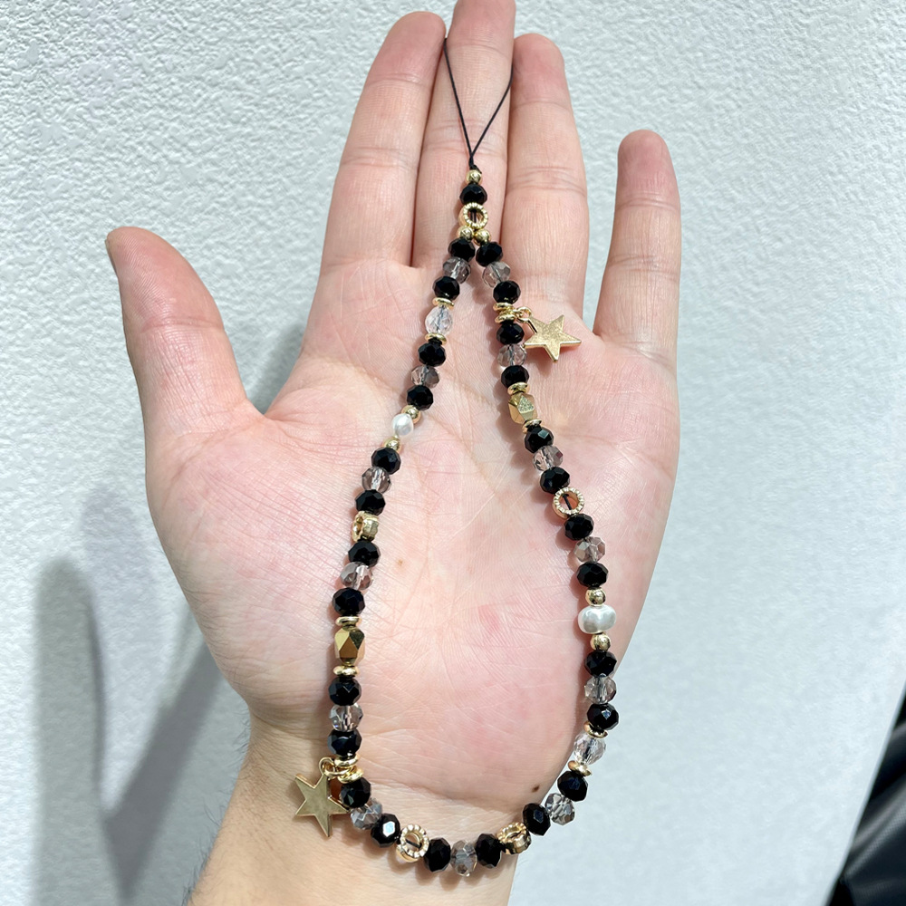 高奢水晶串珠手机挂链绳女款珍珠星星链条挂饰高级感秋冬新款挂件