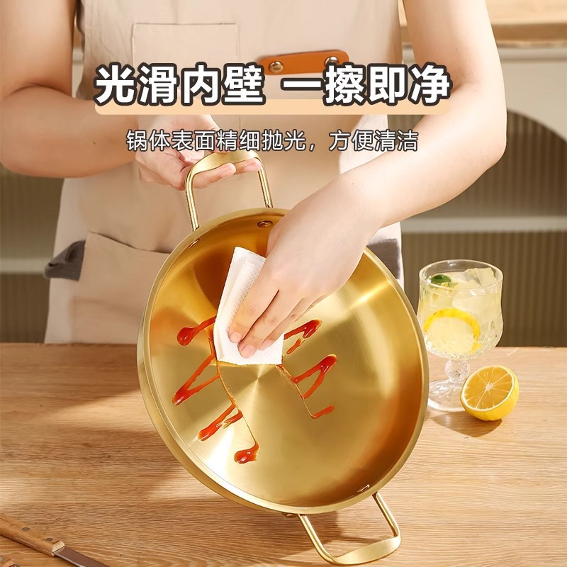 304 stainless steel instant noodle bowl, Korean mixed rice bowl, double-eared bowl, golden household heat-resistant and shockproof cold noodle ramen bowl, rice wine Specification image