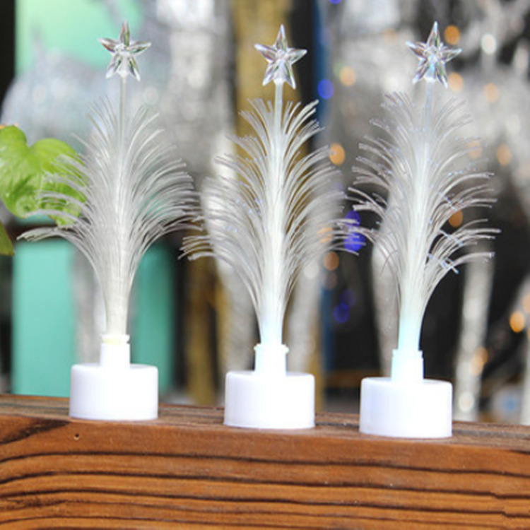 Creative seven-color optical fiber tree night light, festival decoration, luminous simulation Christmas tree, children's luminous tree toy details Picture