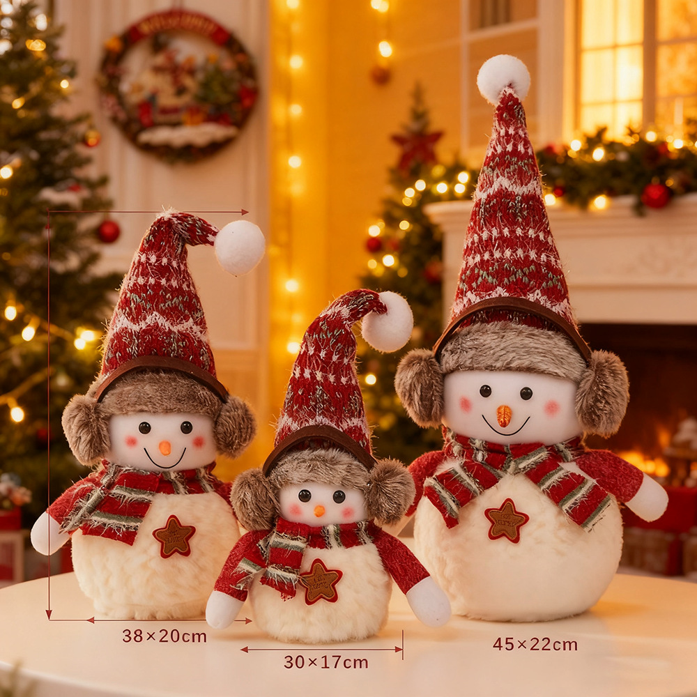 圣诞节装饰品雪人娃娃公仔圣诞树下摆件商场橱窗场景布景圣诞礼物