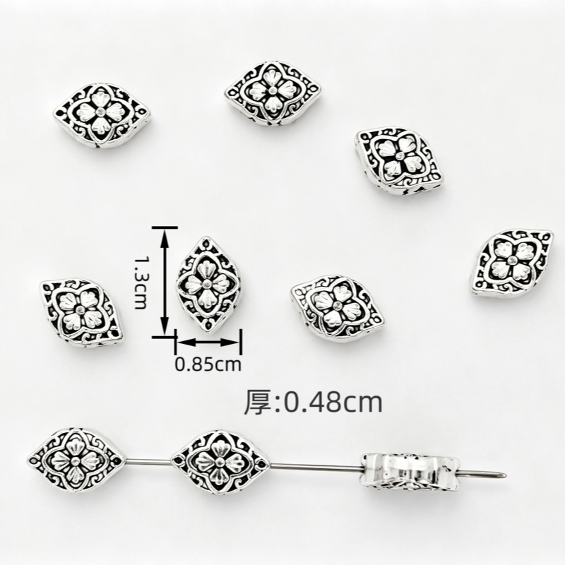 Retro zinc alloy multi-shaped flower-shaped petal rose beaded bracelet necklace pendant diy accessory Specification image
