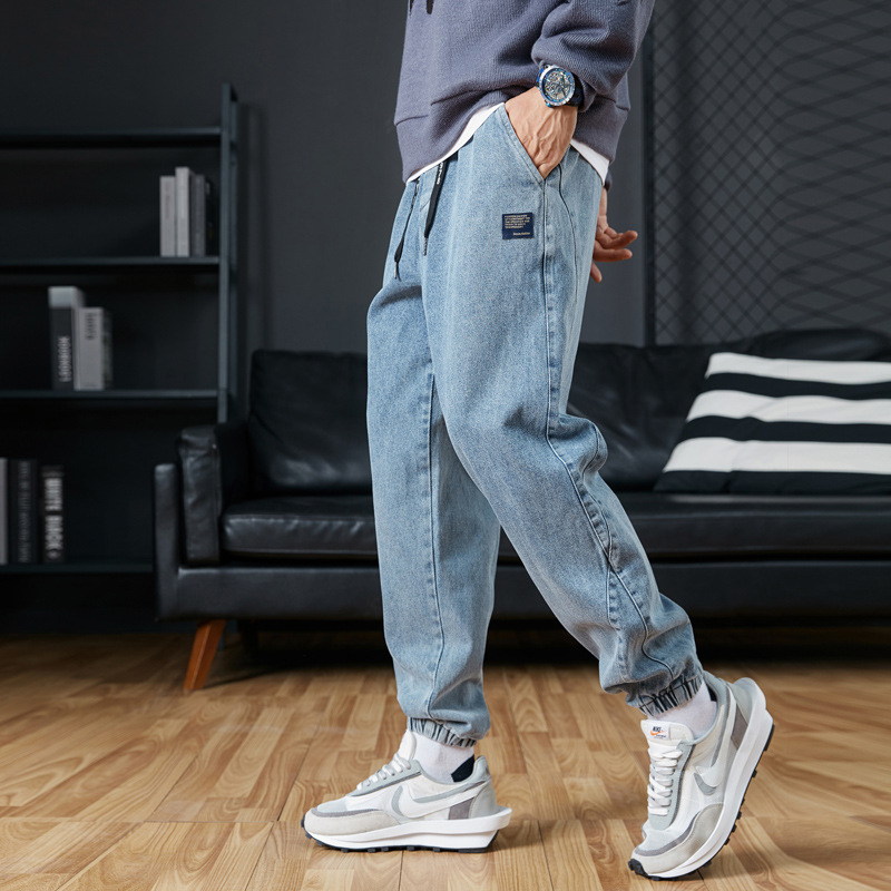 Cotton jeans, loose autumn and winter bestsellers, casual workwear, Korean trend, plus-size, versatile, cross-border, Harun, tight-fitting trousers for men Specification image