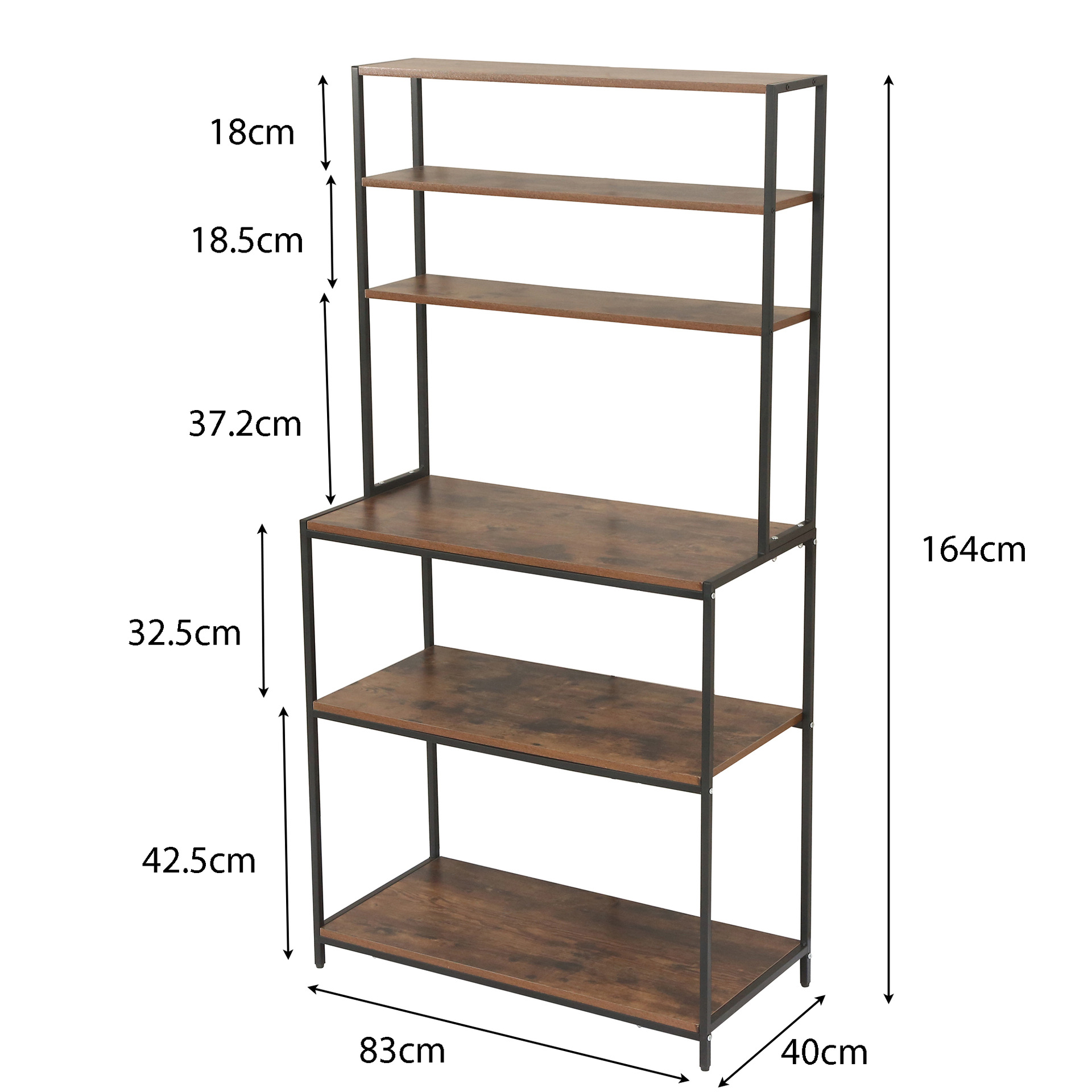 Simple and modern floor-standing multi-layer storage rack, American retro partition, ironwork and solid wood bookshelf, commercial display rack Item Picture