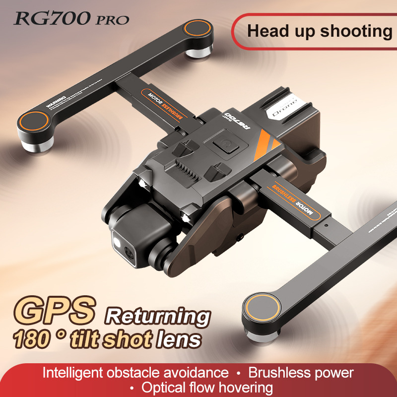 The cross-border new product RG700 quad-axis brushless unmanned aerial vehicle (UAV) for aerial photography, optical flow electronic speed regulation, GPS one-click return flight is for export details Picture