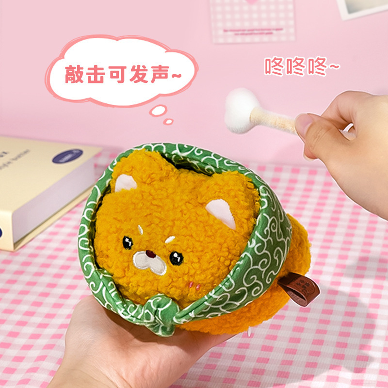 Happy Little Wooden Fish Blind Box, Office desktop sound, stress-relieving Plush toy, decorative item, gift, plush doll blind box details Picture