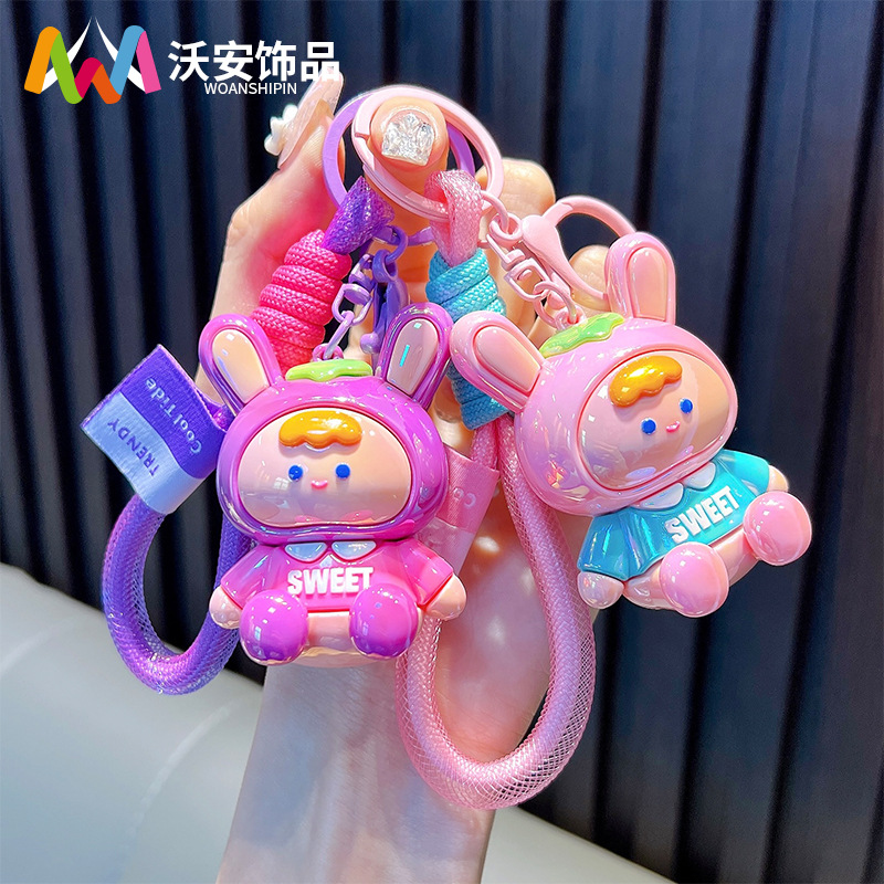 UV电镀软胶乖乖兔钥匙扣学生钥匙链包包挂件挂饰娃娃机小礼品货源