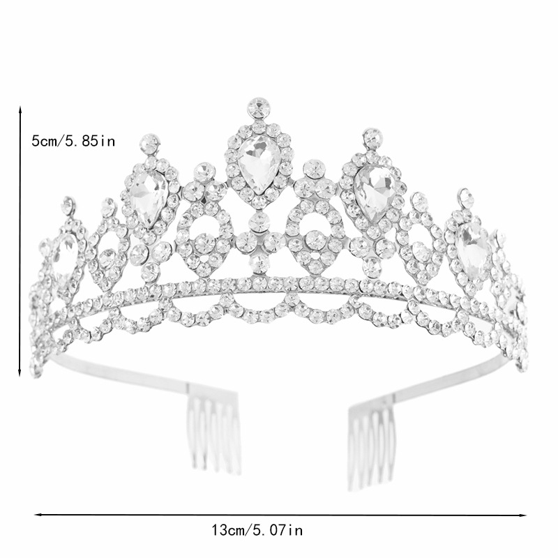 Cross-border new European and American wedding bride's rhinestone crown, elegant and versatile, diamond-encrusted elegant lady's crown wholesale hair accessory Item Picture