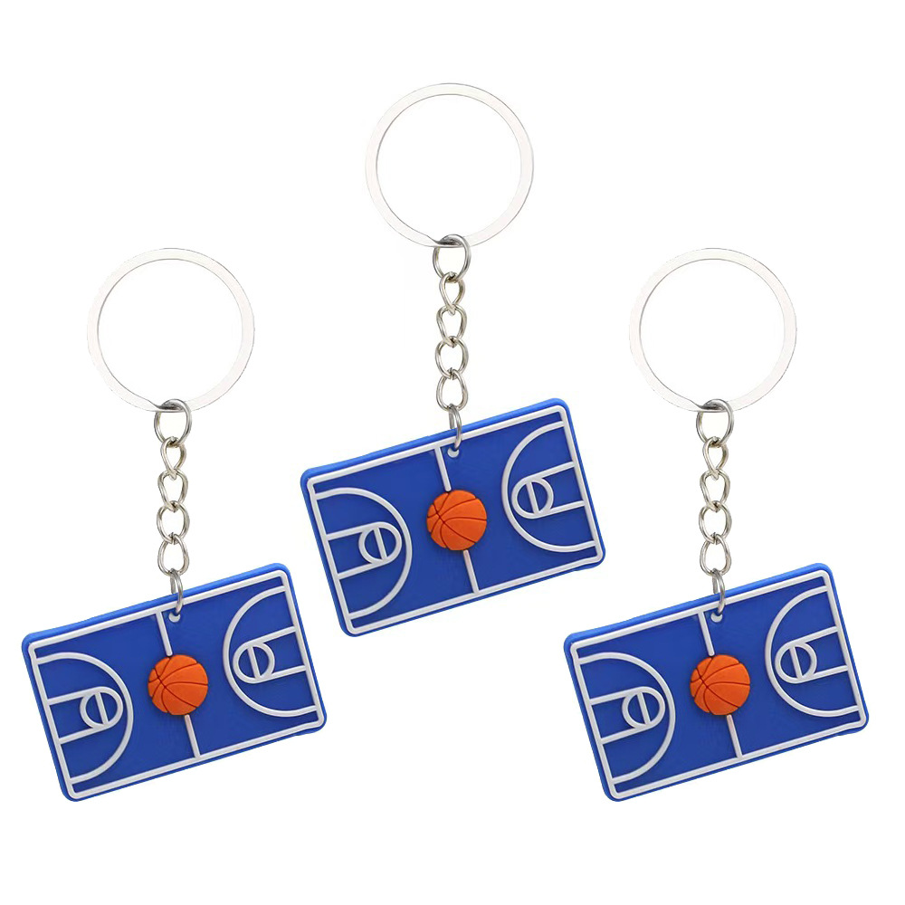 Creative new blue ball keychain PVC soft rubber sports series jersey key chain children's small gift fun style Specification image