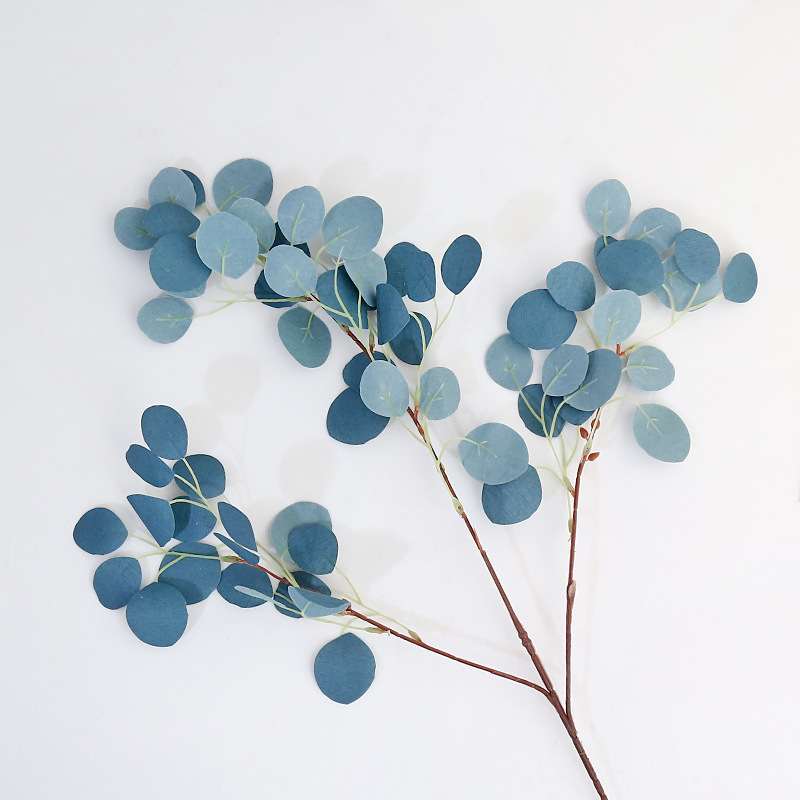 仿真植物小圆叶3叉婚礼装饰小扇叶跨境厂家批发金钱叶吊顶婚庆细节图