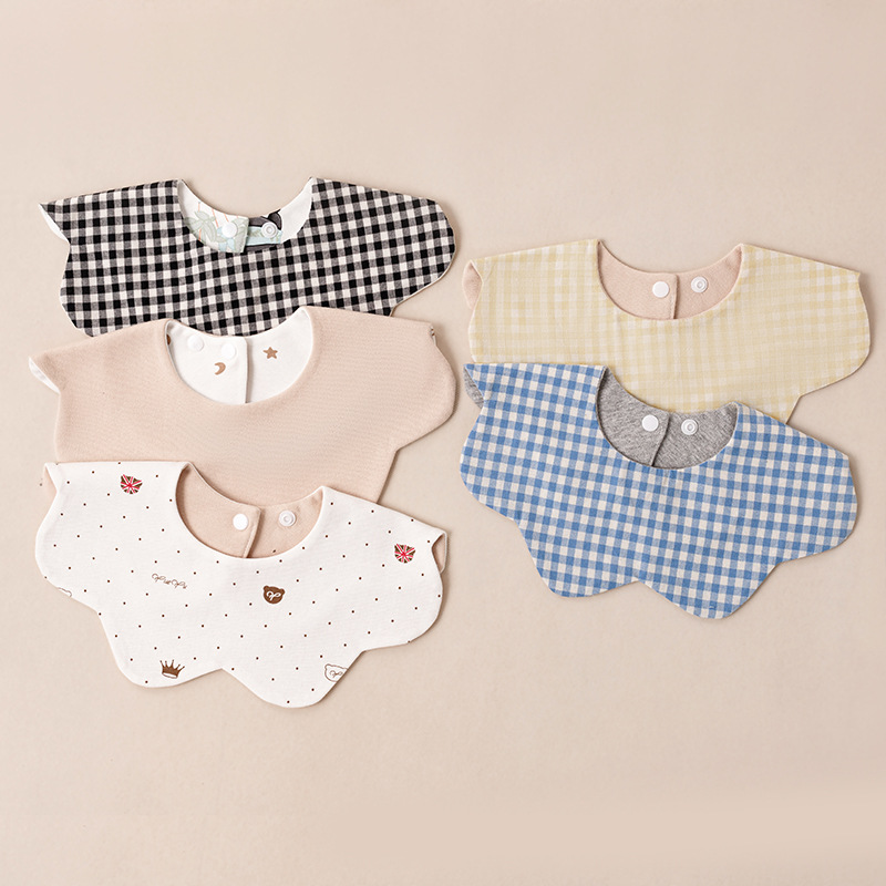 k**y韩国同款双面口水巾新生儿围嘴A类纯棉吸水亲肤防吐奶围兜产品图