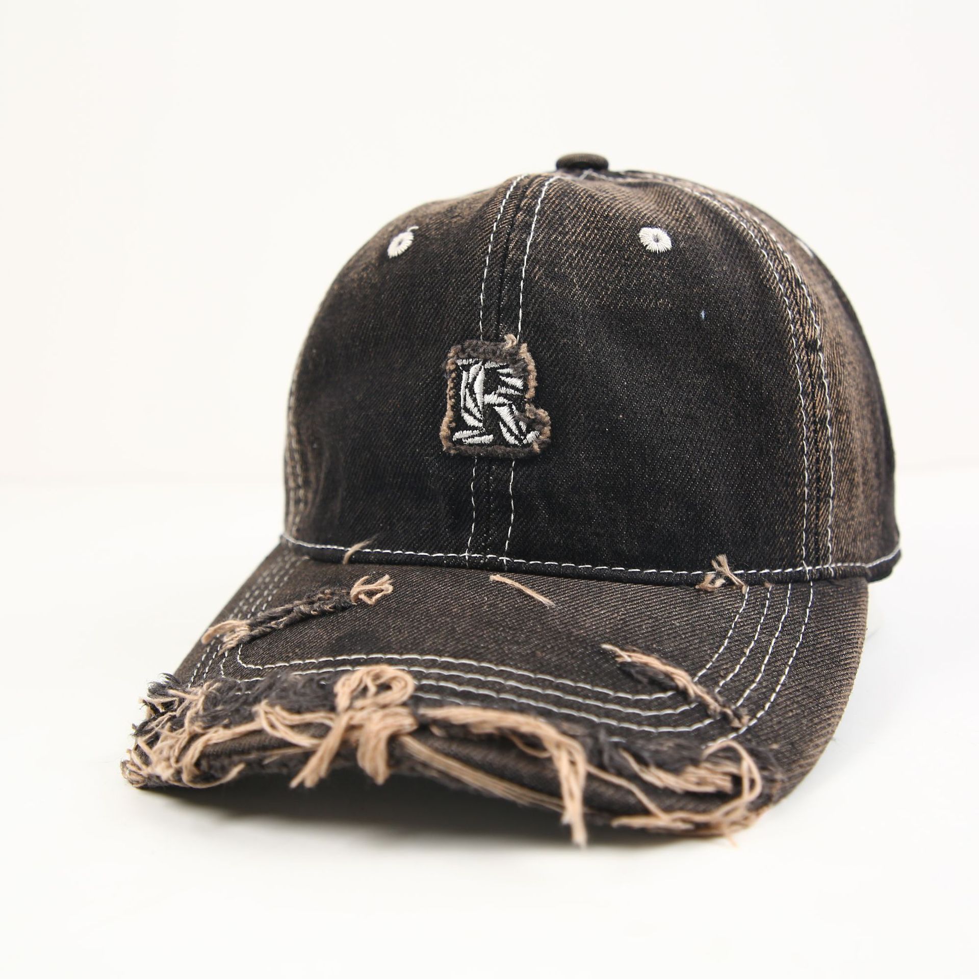 Korean washed-out side letter cowboy baseball cap for women, high-quality soft-top versatile baseball cap trend for all four seasons Specification drawing
