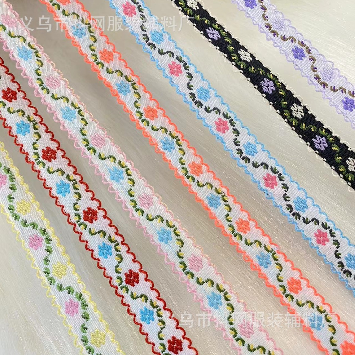 1.3 cm black fungus edge, fashionable striped ethnic style woven ribbon, hair accessory, headwear, border strap, performance costume accessories