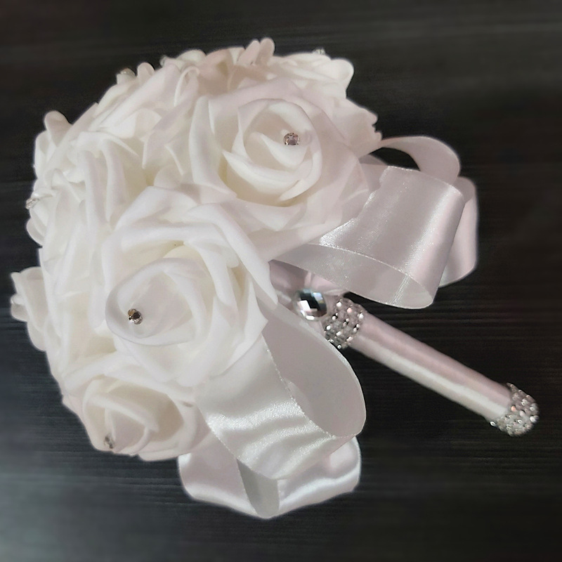 批发18cm欧美新娘手捧花婚礼仿真花束影楼道具花厂家现货