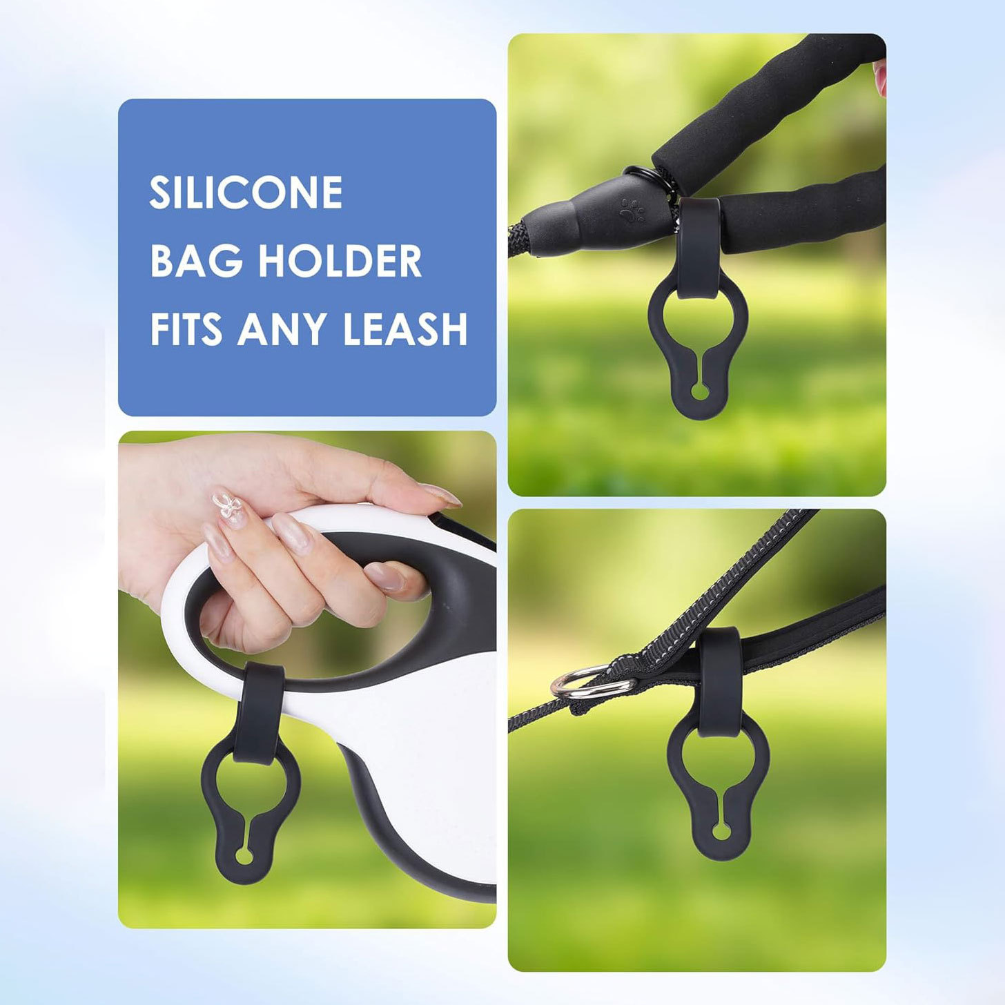 New product: Dog poop bag drawstring lift, dedicated for dog walking, pet garbage bag hands-free stand, silicone drawstring buckle details Picture