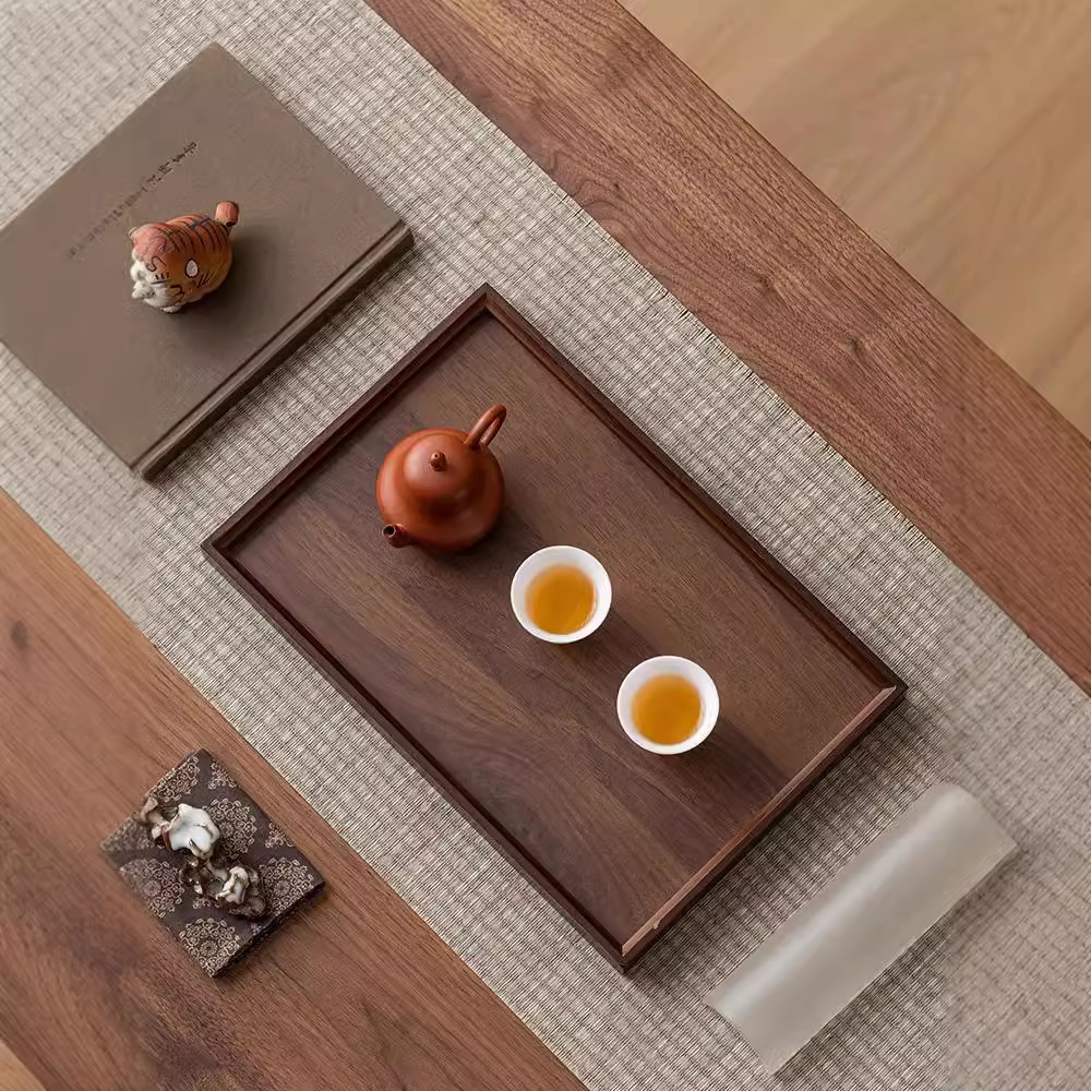 Bamboo and wood plates, walnut wood tea plates, dried fruit plates, dinner plates, Japanese-style barbecue plates, rectangular plates, trays, tea snacks and tea sets Application Scenario
