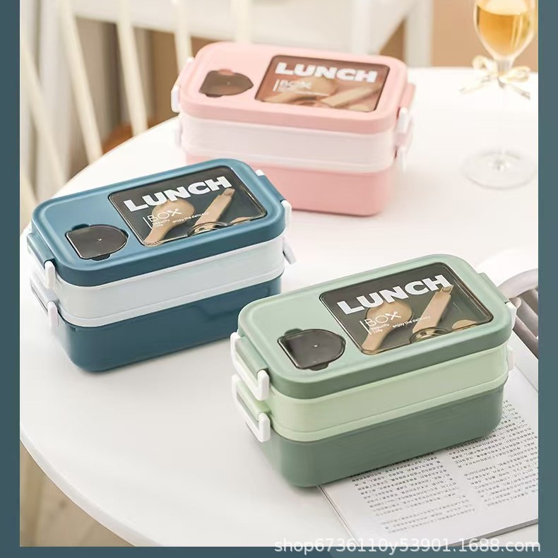 Cross-border student compartments bento, food-grade children's fruit, double-layer insulated office worker lunch box, heated by microwave oven Cross-border student compartments bento, food-grade children's fruit, double-layer insulated office worker lunch box, heated by microwave oven