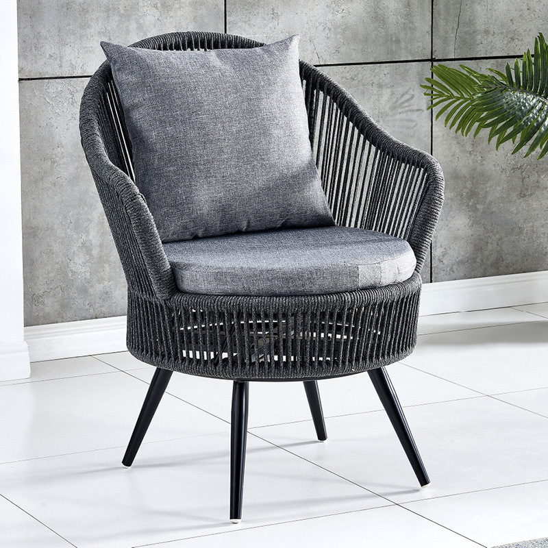 Nordic outdoor balcony backrest chair, simple small-sized apartment bay window soft cushion rattan chair combination courtyard leisure table and chair Item Picture