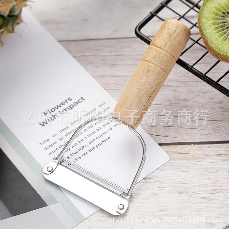 Wooden handle peeler, stainless steel knife, fruit peeler, potato and apple peeler, peeling knife, household old-fashioned peeler Specification image