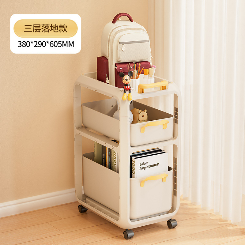Schoolbag storage rack with wheels, movable bookshelf, a must-have for placing under the desks in student dormitories, and a children's desk storage rack details Picture