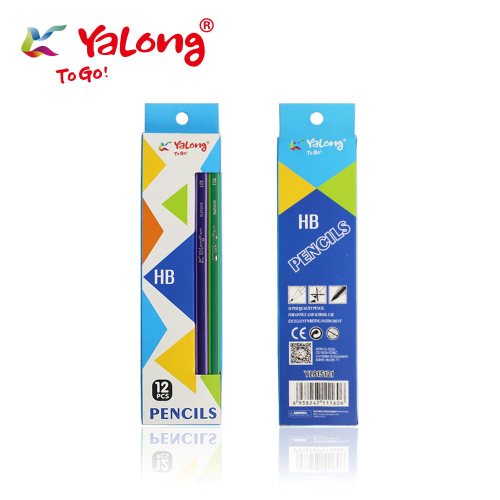 Yalong Cross-border High-quality HB Pencil Student Logo Black Wooden Standard Pencil set, suitable for office use Specification image