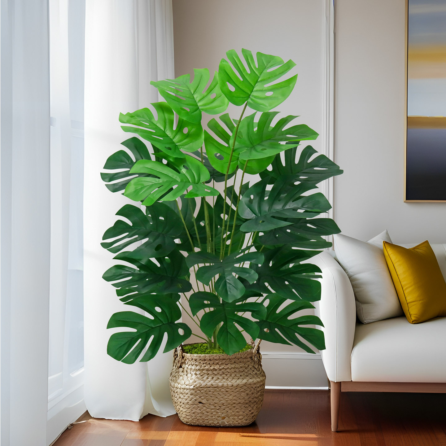 Artificial green plants, large turtle-back bamboo, artificial plants, cross-border consignment and labeling, large floor-standing artificial trees for outdoor garden decoration details Picture