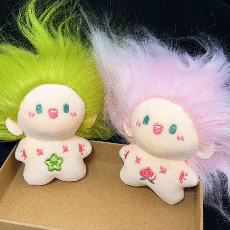 ins搞怪公仔挂件缺牙棉花娃娃玩偶挂件可爱水果毛绒扎头发钥匙扣