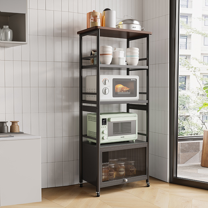 Kitchen storage rack, multi-layer floor-standing storage rack, household oven and microwave storage floor-standing, modern and simple Application Scenario