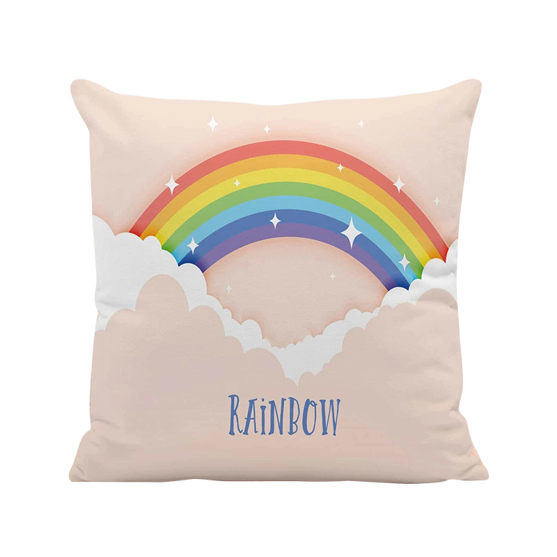 Cartoon printed throw pillow sofa, rainbow pillow, simple children's room decoration, customized creative home Item Picture