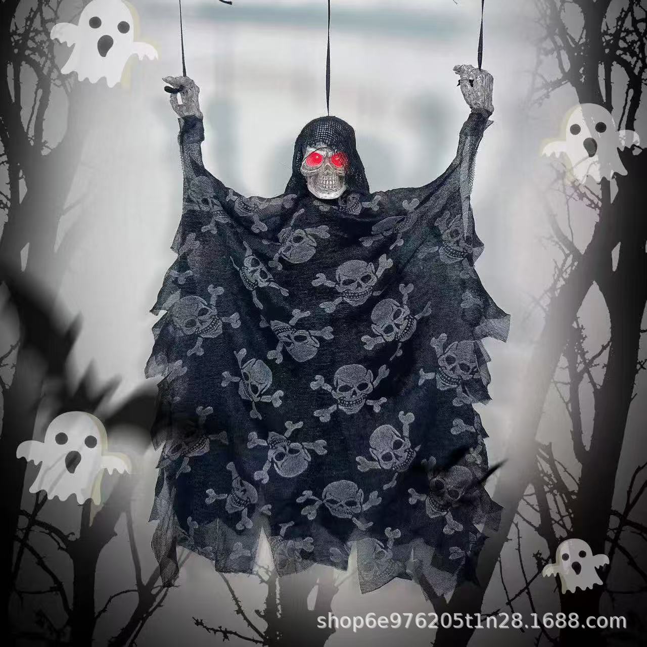 万圣节恐怖道具鬼屋装饰恶搞玩具酒吧KTV场景布置骷髅鬼头小吊鬼