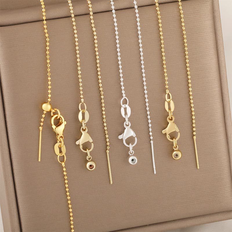 Honglu Universal Chain, glitter chain, spherical diy accessories, pendant, collarbone chain, copper plated 18K gold color retention electroplating wholesale details Picture