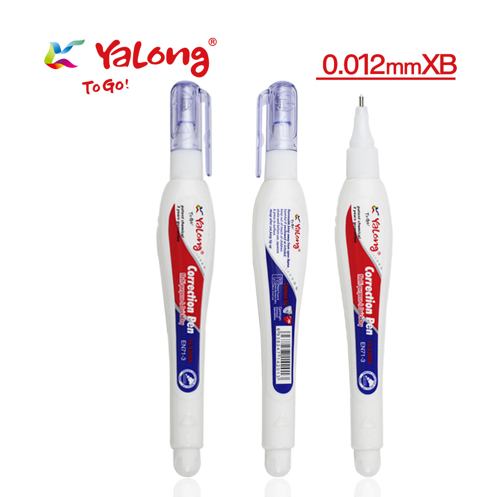The correction pen packaging box features a single correction pen with replaceable refills, making it a portable student stationery item Specification image