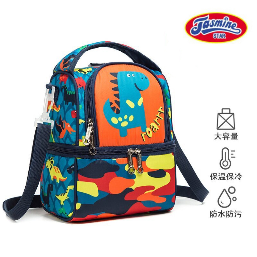 跨境新款可爱卡通斜挎双肩保温午餐包大容量儿童手拧餐包