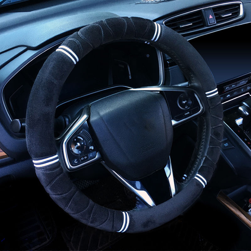 短毛绒方向盘把套汽车把套防滑耐磨男女通用型保暖冬款方向盘套                               细节图
