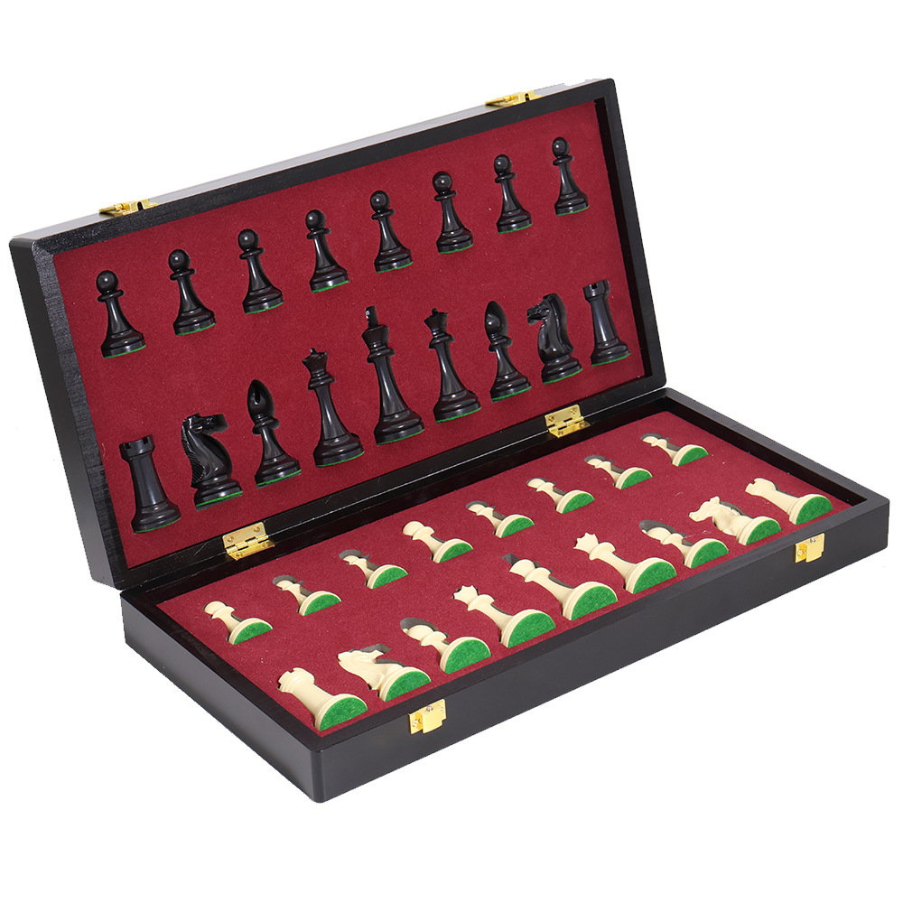 Foldable wooden chess puzzle card game table toys portable storage factory wholesale details Picture