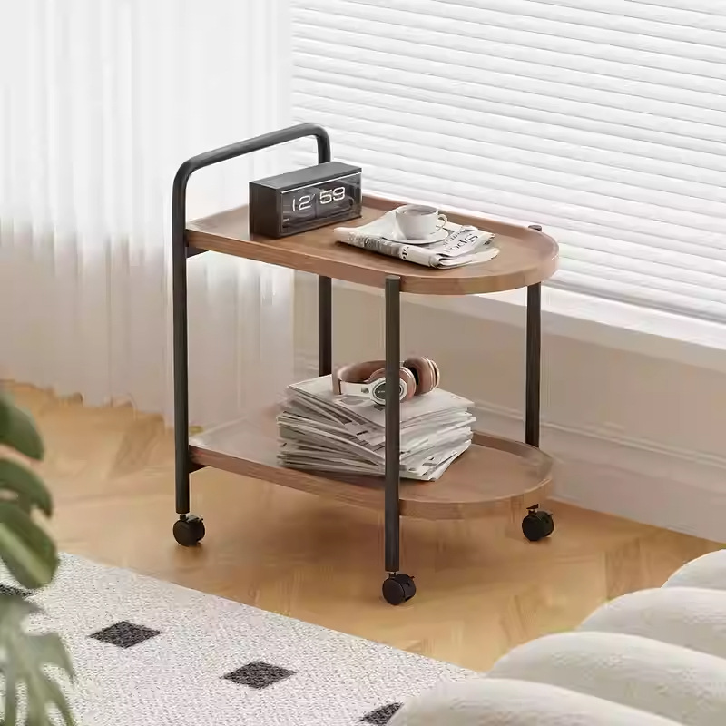 茶几客厅高级感小桌子可移动茶几小推车北欧风现代简约带滚轮桌子