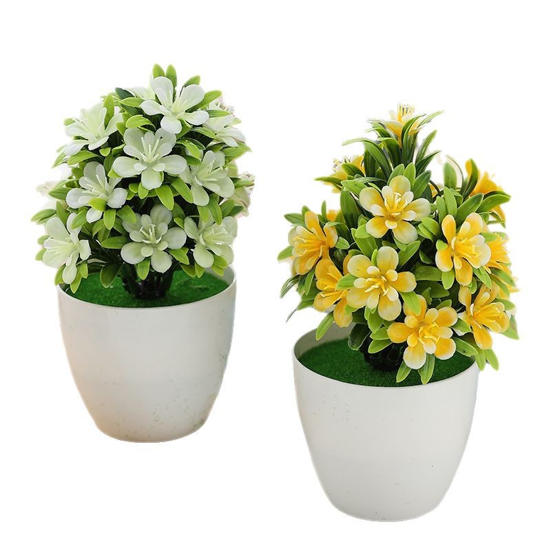 Artificial flower potted plants, indoor home dining table decoration small ornaments, five-leaf plum blossom potted plants, plastic flowers, cross-border plants Item Picture
